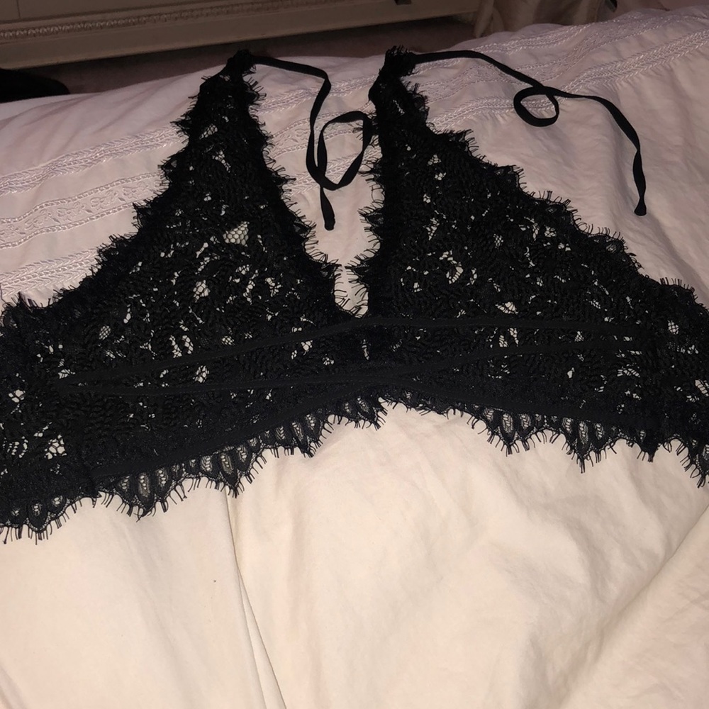 Black lace crop top